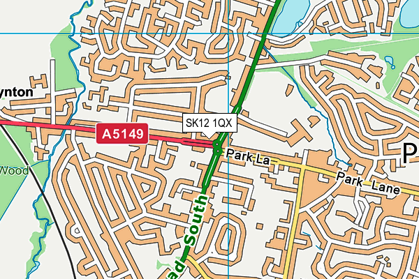 SK12 1QX map - OS VectorMap District (Ordnance Survey)