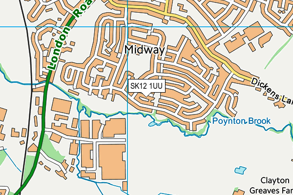 SK12 1UU map - OS VectorMap District (Ordnance Survey) SK12 1UU map - OS VectorMap District (Ordnance Survey)