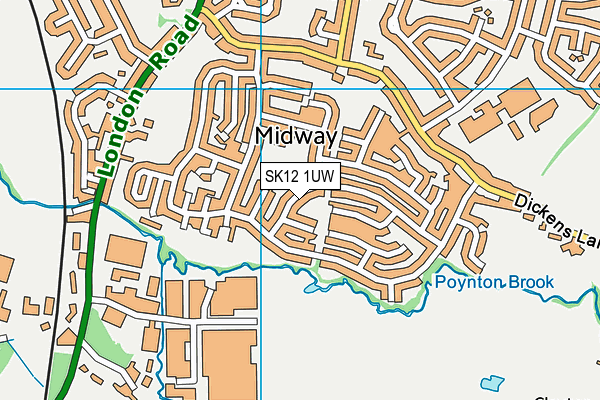 SK12 1UW map - OS VectorMap District (Ordnance Survey) SK12 1UW map - OS VectorMap District (Ordnance Survey)
