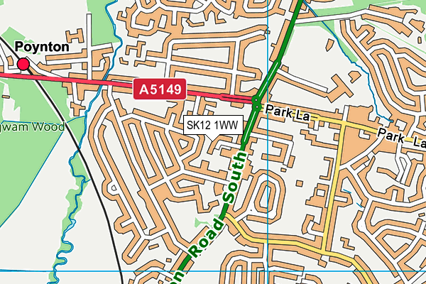 SK12 1WW map - OS VectorMap District (Ordnance Survey) SK12 1WW map - OS VectorMap District (Ordnance Survey)