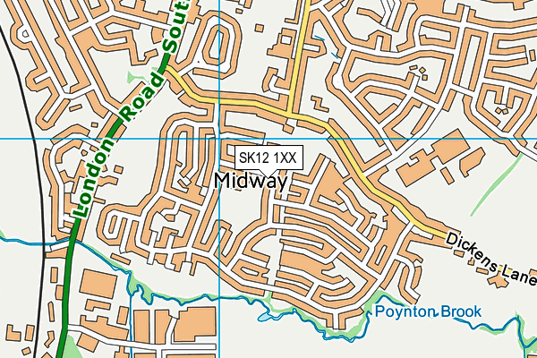 SK12 1XX map - OS VectorMap District (Ordnance Survey)