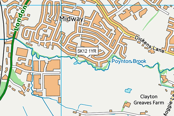 SK12 1YR map - OS VectorMap District (Ordnance Survey) SK12 1YR map - OS VectorMap District (Ordnance Survey)