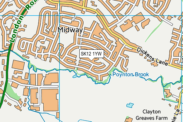 SK12 1YW map - OS VectorMap District (Ordnance Survey)