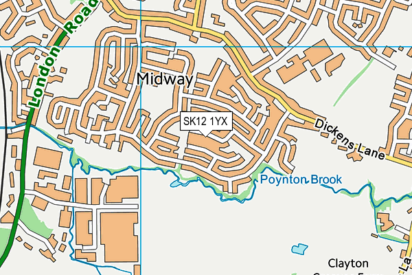 SK12 1YX map - OS VectorMap District (Ordnance Survey) SK12 1YX map - OS VectorMap District (Ordnance Survey)