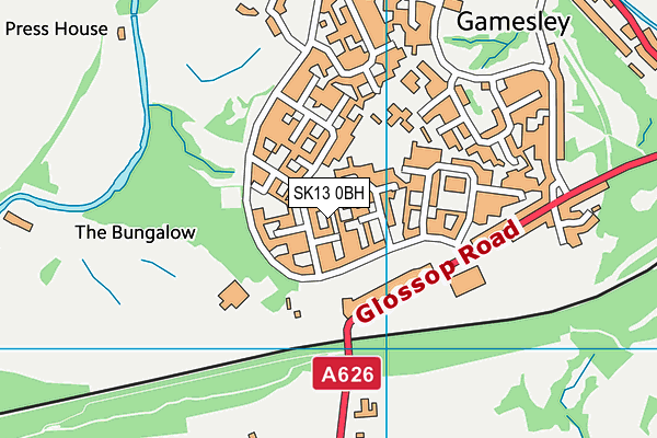SK13 0BH map - OS VectorMap District (Ordnance Survey)