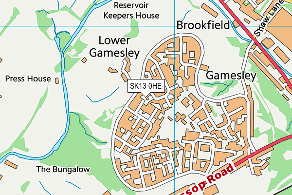 SK13 0HE map - OS VectorMap District (Ordnance Survey)