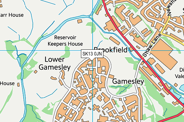 SK13 0JN map - OS VectorMap District (Ordnance Survey)