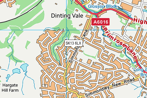 SK13 6LX map - OS VectorMap District (Ordnance Survey)