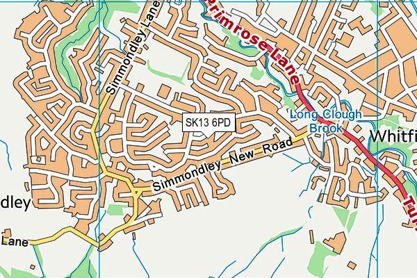 SK13 6PD map - OS VectorMap District (Ordnance Survey)