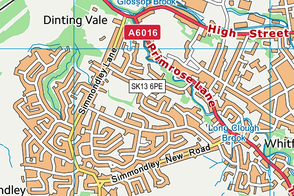 SK13 6PE map - OS VectorMap District (Ordnance Survey)