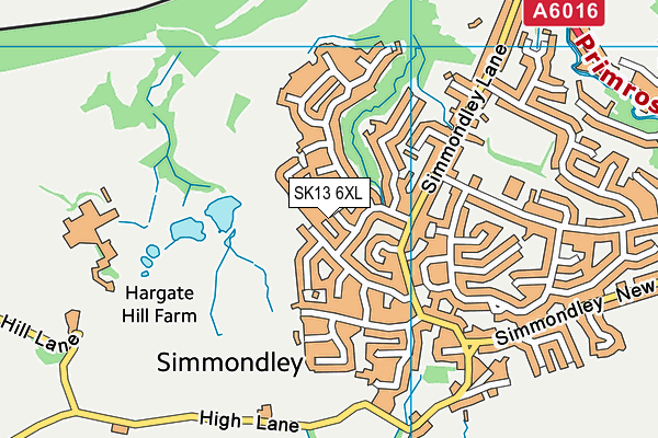 SK13 6XL map - OS VectorMap District (Ordnance Survey)