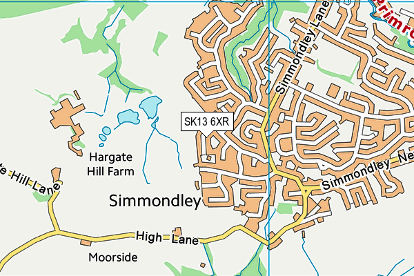 SK13 6XR map - OS VectorMap District (Ordnance Survey)
