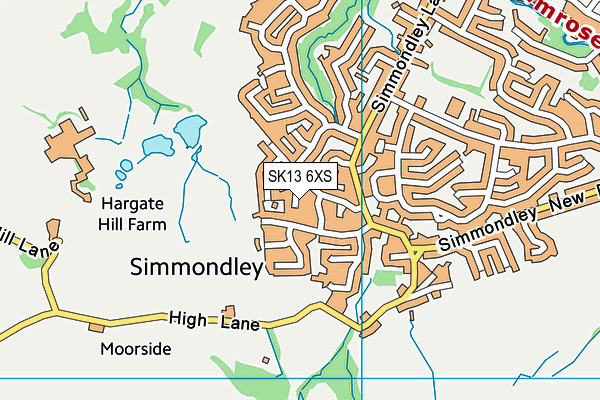SK13 6XS map - OS VectorMap District (Ordnance Survey)