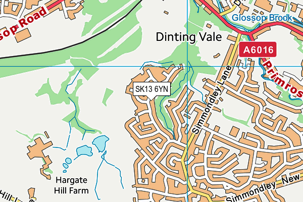 SK13 6YN map - OS VectorMap District (Ordnance Survey)