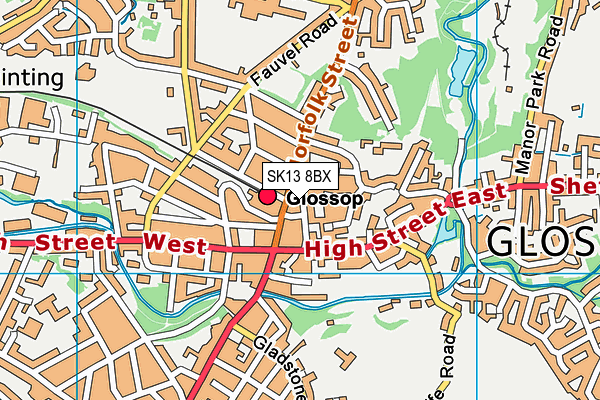 SK13 8BX map - OS VectorMap District (Ordnance Survey)