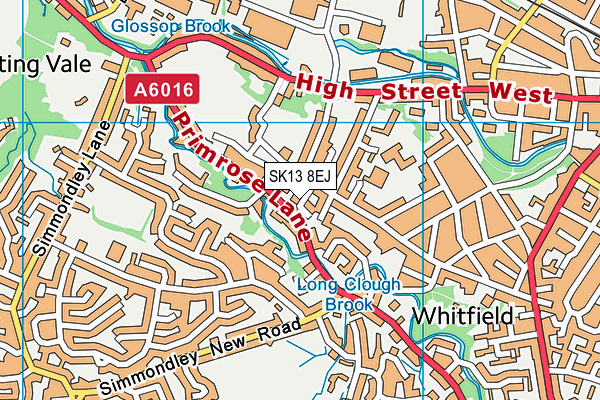 SK13 8EJ map - OS VectorMap District (Ordnance Survey)