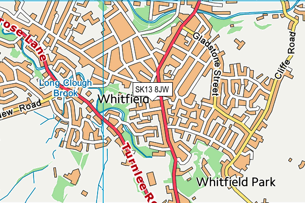 SK13 8JW map - OS VectorMap District (Ordnance Survey)