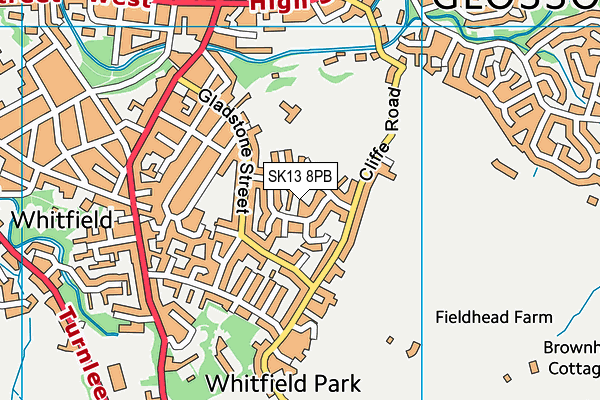 SK13 8PB map - OS VectorMap District (Ordnance Survey)