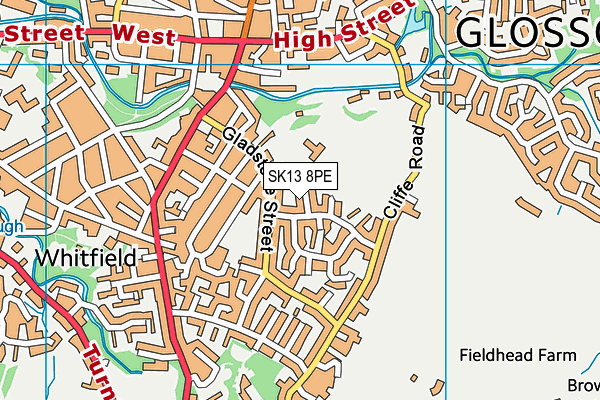 SK13 8PE map - OS VectorMap District (Ordnance Survey)