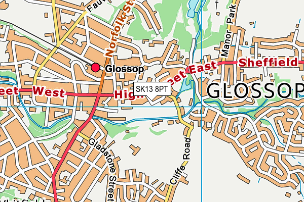 SK13 8PT map - OS VectorMap District (Ordnance Survey)