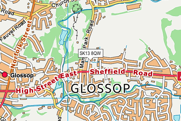 SK13 8QW map - OS VectorMap District (Ordnance Survey)