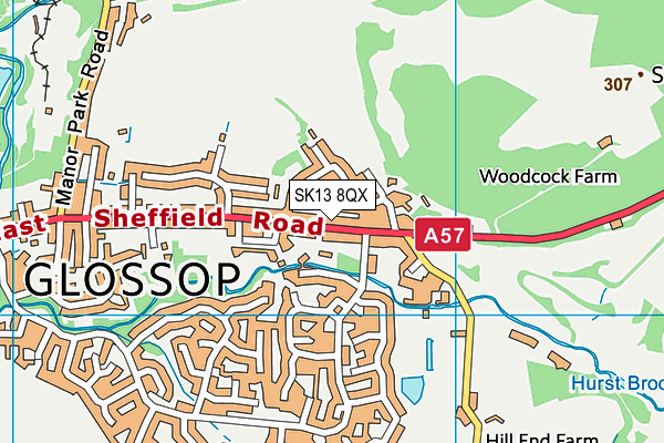 SK13 8QX map - OS VectorMap District (Ordnance Survey)