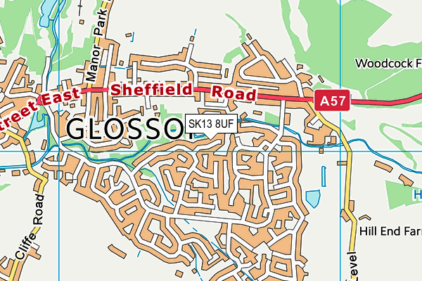 SK13 8UF map - OS VectorMap District (Ordnance Survey)