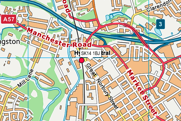 SK14 1BJ map - OS VectorMap District (Ordnance Survey)