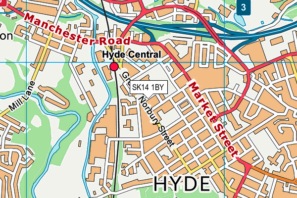 SK14 1BY map - OS VectorMap District (Ordnance Survey)