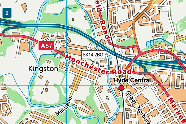 SK14 2BG map - OS VectorMap District (Ordnance Survey)