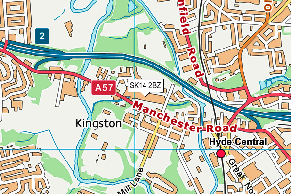 SK14 2BZ map - OS VectorMap District (Ordnance Survey)