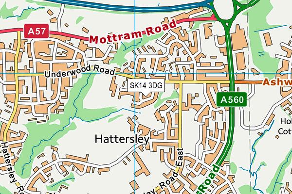 SK14 3DG map - OS VectorMap District (Ordnance Survey)