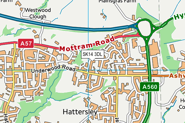 SK14 3DL map - OS VectorMap District (Ordnance Survey)