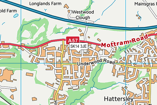 SK14 3JE map - OS VectorMap District (Ordnance Survey)