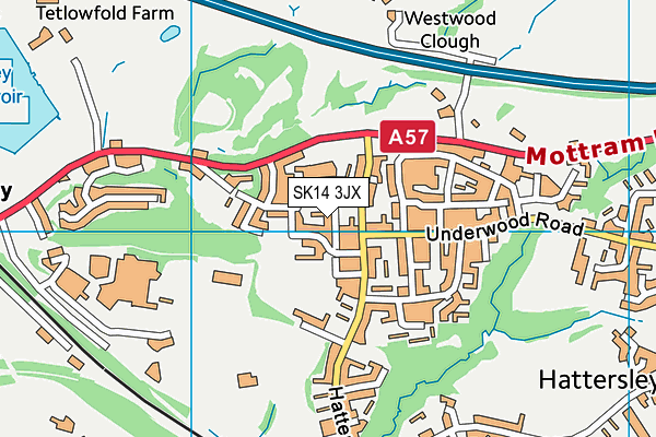 SK14 3JX map - OS VectorMap District (Ordnance Survey)