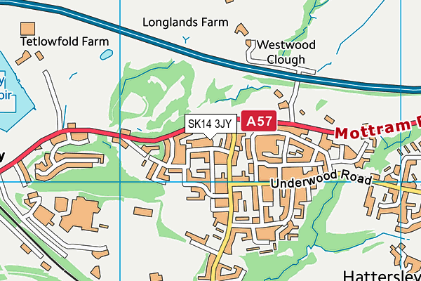 SK14 3JY map - OS VectorMap District (Ordnance Survey)