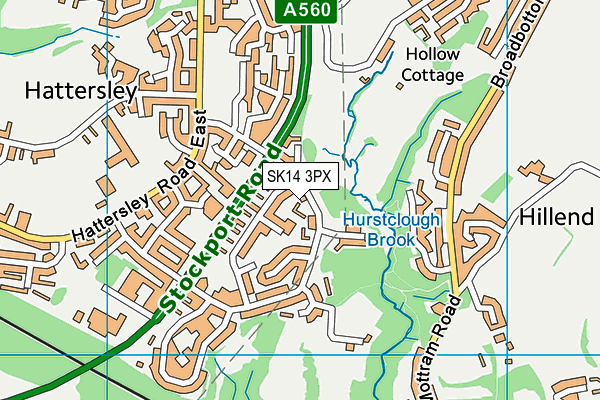 SK14 3PX map - OS VectorMap District (Ordnance Survey)