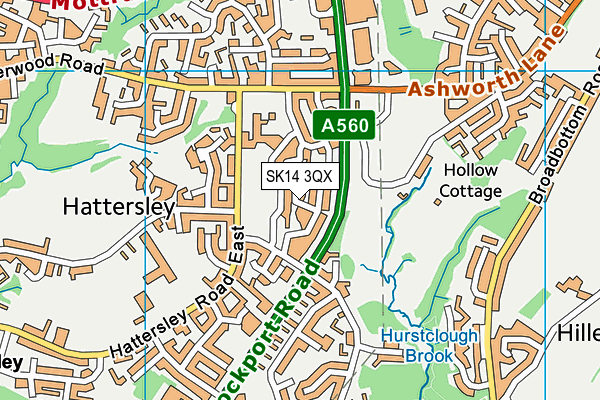 SK14 3QX map - OS VectorMap District (Ordnance Survey)