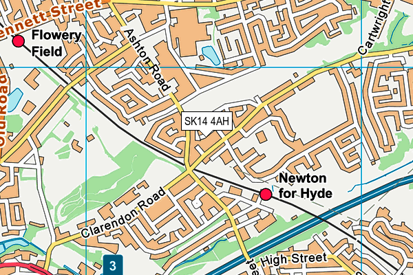 SK14 4AH map - OS VectorMap District (Ordnance Survey)