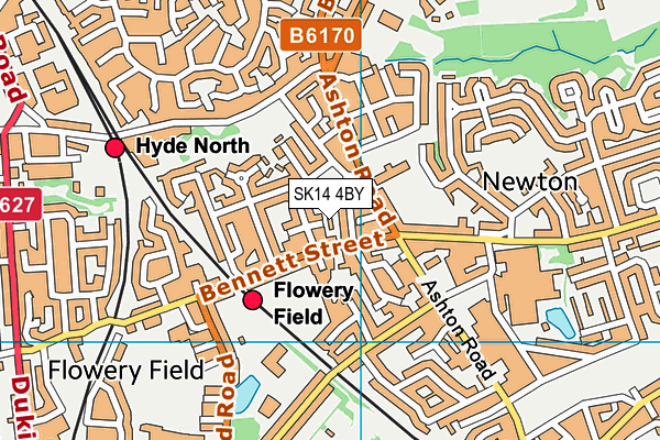 SK14 4BY map - OS VectorMap District (Ordnance Survey)