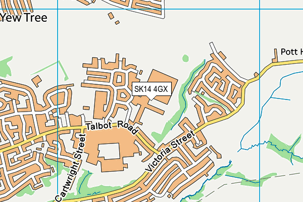 SK14 4GX map - OS VectorMap District (Ordnance Survey) SK14 4GX map - OS VectorMap District (Ordnance Survey)