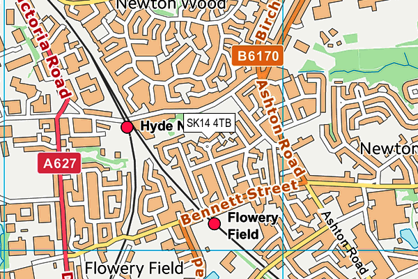 SK14 4TB map - OS VectorMap District (Ordnance Survey)
