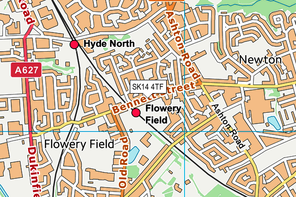 SK14 4TF map - OS VectorMap District (Ordnance Survey)