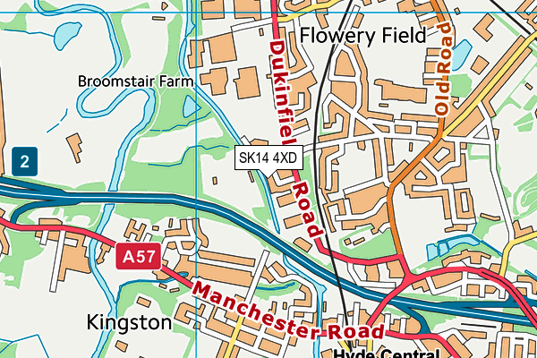 SK14 4XD map - OS VectorMap District (Ordnance Survey)