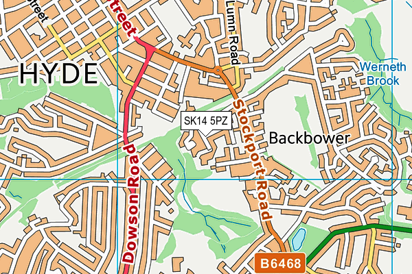 SK14 5PZ map - OS VectorMap District (Ordnance Survey)