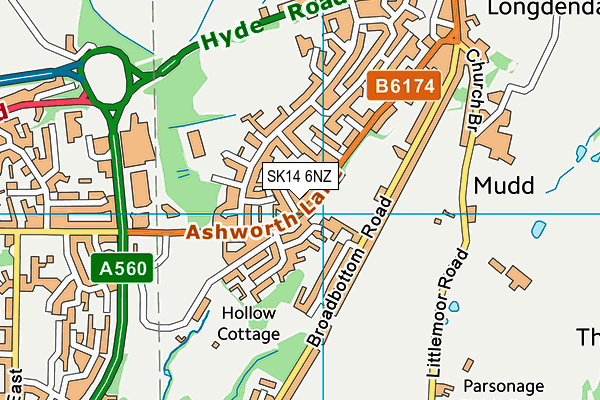 SK14 6NZ map - OS VectorMap District (Ordnance Survey) SK14 6NZ map - OS VectorMap District (Ordnance Survey)