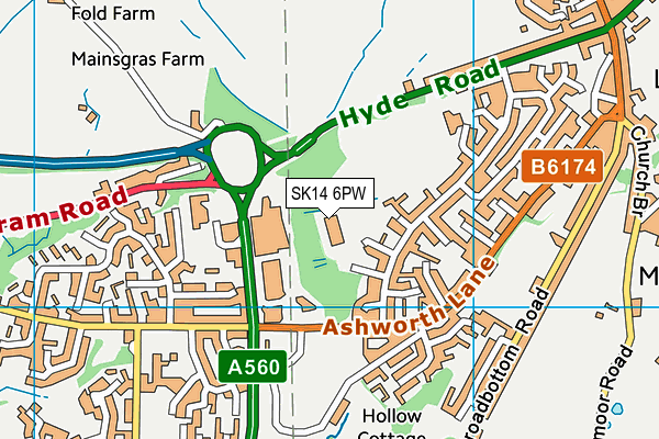 SK14 6PW map - OS VectorMap District (Ordnance Survey)