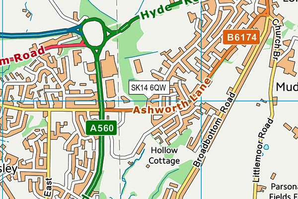 SK14 6QW map - OS VectorMap District (Ordnance Survey)