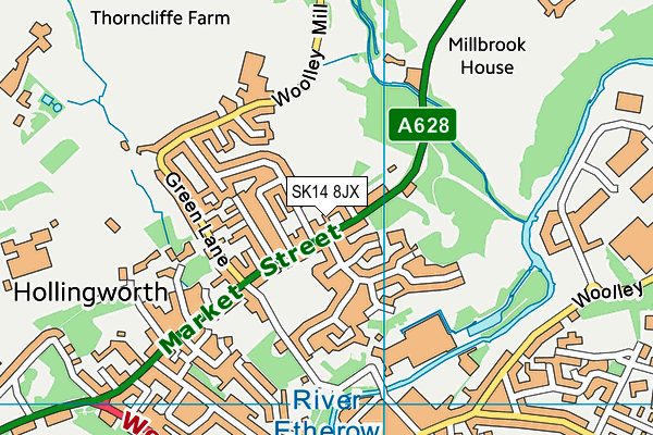 SK14 8JX map - OS VectorMap District (Ordnance Survey)
