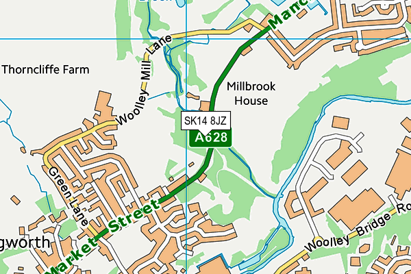 SK14 8JZ map - OS VectorMap District (Ordnance Survey)